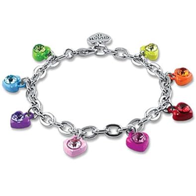 Cheap Girls Jewelry CHARM IT! Rainbow Candy Hearts Charm Bracelet with Crystal Accents For Sale