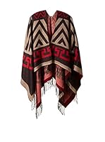 Cortefiel Poncho Rayas (Marrón Oscuro / Rojo)