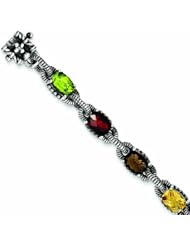 Sterling Silver 4.23tw Multi Gemstone 7.25in Bracelet - Antique Boutique - Vintage Style - Jewelry