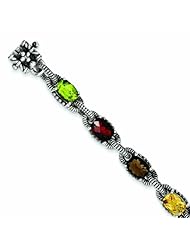 Sterling Silver 4.23tw Multi Gemstone 7.25in Bracelet - Antique Boutique - Vintage Style - Jewelry