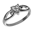 Silver heart shaped cubic zirconia ring