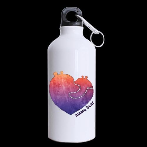 Mama Bear Love Heart Customized Personalized Aluminum Sports Bottle Water Bottles White 13.5 OZ Travel Mug (Two Sides Printed)