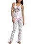 Baby Phat Women's Tank With Roll Over Printed Pj Pant,White,Medium