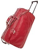 Milano Small Leather Rolling Duffle Bag Color: Tuscan Red