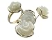 White Mother Of Pearl Rose Earring, Ring and Pendant Set, 14k Gold