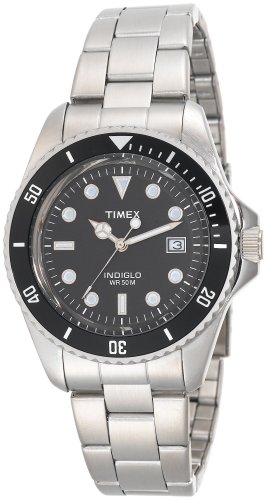 Timex Men's T29781 Classic Coin-Edged Bezel Silver-Tone Stainless Steel Bracelet Watch