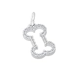Bark Avenue Jewelers- Diamond Bone Outline Pendant 14 Karat White Gold 0.33cttw.