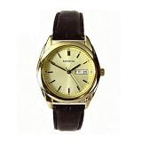Sekonda Gold Tone Dial Black Leather Strap Gents Watch 3460A