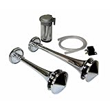 Wolo Model  415-MC Airsplitter Super Loud Chrome Metal Dual Trumpet Air Horn Kit - 12 Volt