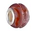 Pandora Style Charm Bead (Z317) Murano Style Glass (13mm x 10mm) (fits Troll too) ~ Mauve Pink with Orange and Black Stripes