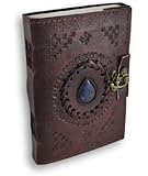 Embossed Leather Blue Stone 120 Page Unlined Journal with Clasp