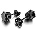 Men's Stainless Steel Stud Earrings CZ Black Royal King Crown Round Vintage