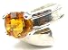 Custom Cut Checkerboard Orange 2.69 Carat Citrine Engagement Ring, 9mm, 925 Sterling Silver Band, Size 7
