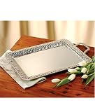 RECTANGULAR TRAY WITH HANDLES - SILVER PLATED HAMMERED DESIGN RECTANGULAR TRAY WITH HANDLES - charger plate