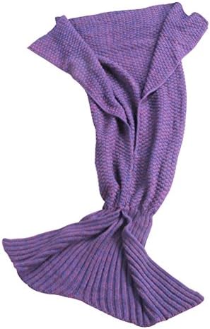 Daogugu Mermaid Tail Blanket Knitted Sleeping Bags Comfortable Soft Rug Purple