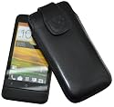 Original Suncase Tasche fuer / HTC One V / Leder Etui Handytasche Ledertasche Schutzhuelle Case Huelle In Schwarz