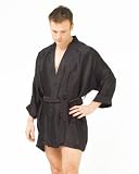 Short Silk Mix Kimono (L, Black)