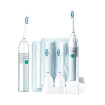 Philips Sonicare Essence E5550 Rechargeable Toothbrush System with 2 Handles, 4 Brush Heads, 1 Brush Head Holder, 2 Travel Cases