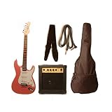 Austin Bazaar Double Cutaway Metallic Pink Electric Guitar with 10 Watt Amp - Beginner Kit