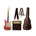Austin Bazaar Double Cutaway Metallic Pink Electric Guitar with 10 Watt Amp - Beginner Kit