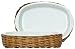 Large Woven Rattan Oval Basket With White Ceramic Casserole 11 1/2"L x 10"W x 3 1/2"H