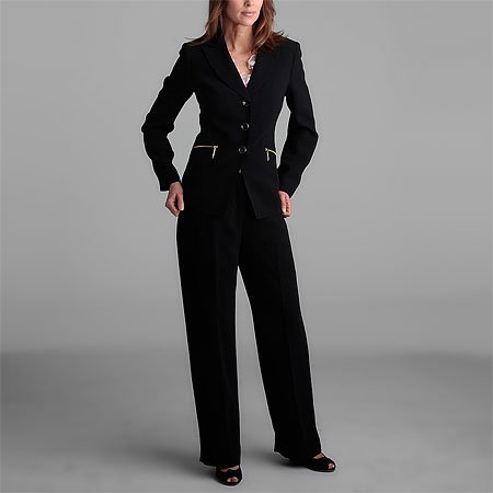 Kasper 3 Button Black Pant Suit