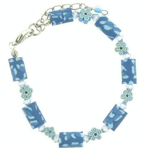 Aqua Tropical Flower Fimo Bracelets