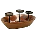 Wooden Metal Pillar Candle Holder