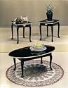 3pcs Queen Anne Style Black & Gold Finish Coffee Table Set