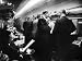 Commuters Socializing in Lounge Car on New York New Haven Line During Evening Rush Ho...