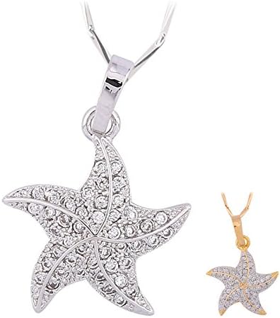 Y2CGems Best Freind Statement Necklace Fashion White Crystal Zirconia Starfish Necklace Pendants Bijoux with Free Chain P052 custom 925 sterling silver jewelry