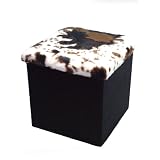Multi Purpose Faux Animal Fur Folding Ottoman Storage Box/Chair Cowmix