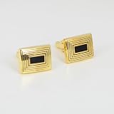 Gold Black Rectangular popular Cufflinks Y&G Cufflinks C7034