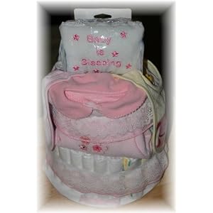 32 Pamper Baby Pink 2-tier Diaper Cake