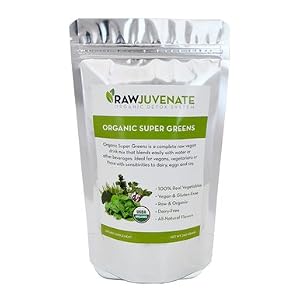 Raw Green Organics Rawjuvenate Vegan Organic Super Greens Supplement, 1 Pound