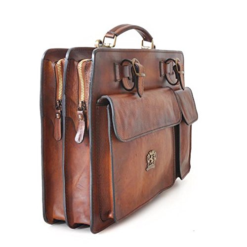 Pratesi Unisex [Personalized Initials Embossing] Italian Leather Milano Large Business Briefcase