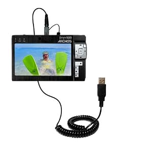 Coiled Power Hot Sync and Charge USB Data Cable w  Tip Exchange for the Archos Gmini 500 -... by Gomadic for the Archos Gmini 500