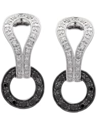 14K White Gold 0.24ct Connected Chain Prong White Diamond Mini-Dangle Earrings