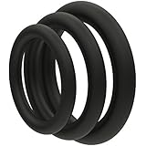 Lynk Pleasure Products Super Soft Erection Enhancing Black Cock Ring 3 Pack - 100% Medical Grade Pure Silicone Penis Ring Set for Extra Stimulation for Him - Bigger, Harder, Longer Penis