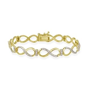 18K Gold über Silber Diamant Akzent Unendlich Link Armband