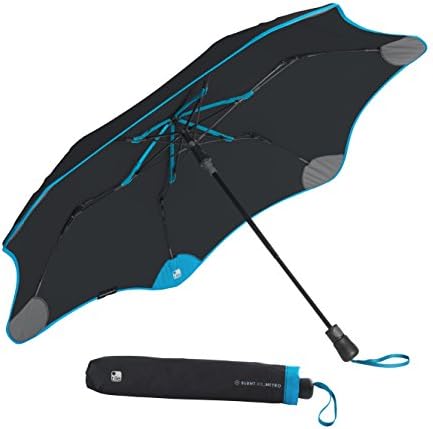 BLUNT XS_Metro + Tile Traceable Umbrella. Durable, Compact, Lightweight & Auto-Open. The Perfect Fathers Day Gift. Never Loose an Umbrella Again! (Black/Blue Accent)
