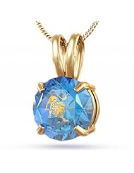 14kt Gold Leo Necklace: Zodiac Necklace with Inscriptions of 24kt Gold on CZ
