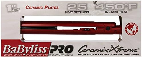 Pro Ceramix Xtreme Hair Straightening Iron, Red, 1 Inch Ceramic Plates 450 Degree