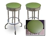 2 24" Green Celery Vinyl Specialty / Custom Barstools Set