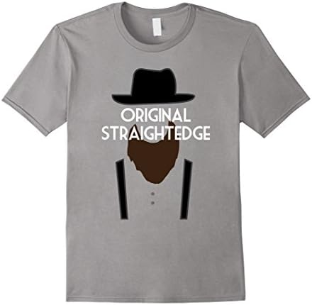 Men's Straight Edge T-Shirt Drug Free Funny Amish Tee Large Slate