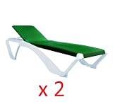 from Marina Marina Sun Lounger - White Frame with Green Canvas Material - Pack of 2 Loungers