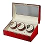 Diplomat Cherry Wood Six Watch Winder with Off-White Leather Interior #31-416
