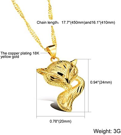 Qinggiveme 18K gold Ms. Pendant Beautiful Fox Shape Vintage Bridal Jewelry