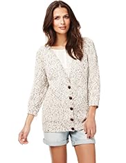 Indigo Collection Cotton Rich Longline Slub Cardigan