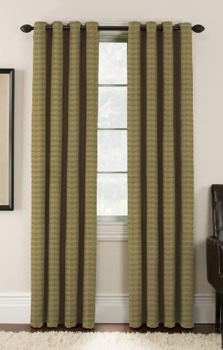 Lynette Geometric Jacquard Blackout Grommet Panel, 40-Inch by 63-Inch, Bamboo